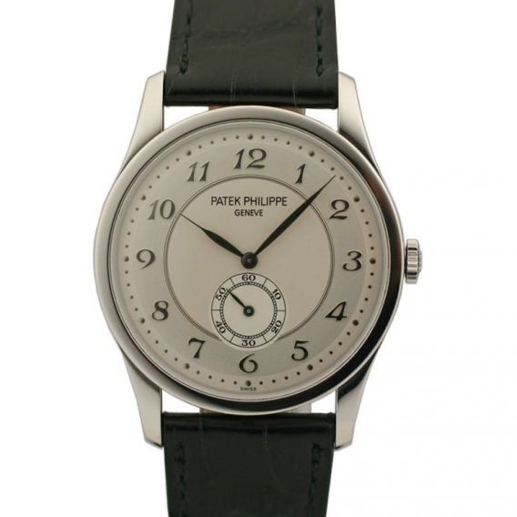 37MM Patek Philippe Calatrava Fake Watches UK With Black Leather Straps Of Top Quality