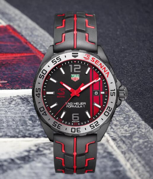 Senna Edition New TAG Heuer Formula One Replica Watches UK With Black And Red Rubber Straps