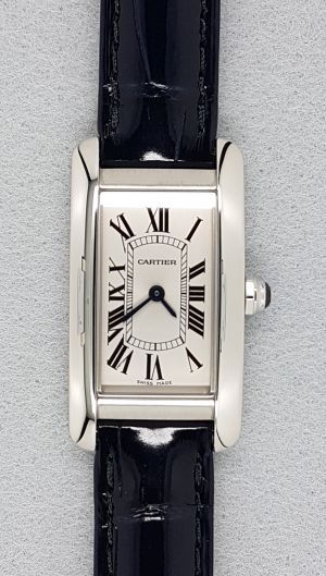 Small-Sized UK Cartier Tank Knockoff Watches With Military Blue Leather Straps Of Top Quality