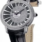 The black straps fake watches are decorated with diamonds.