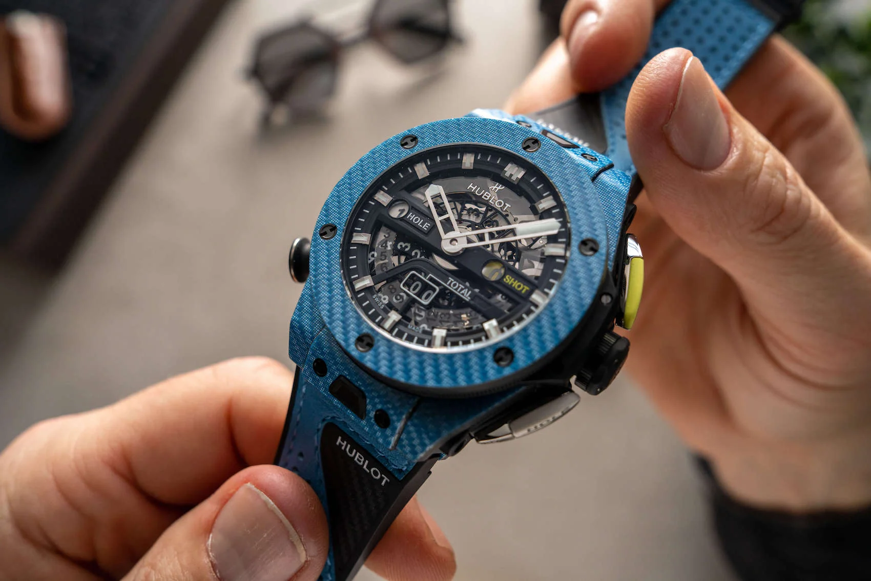 The UK Best 1:1 Replica Hublot Big Bang Golf Sky Blue Carbon proves it’s all in the wrist